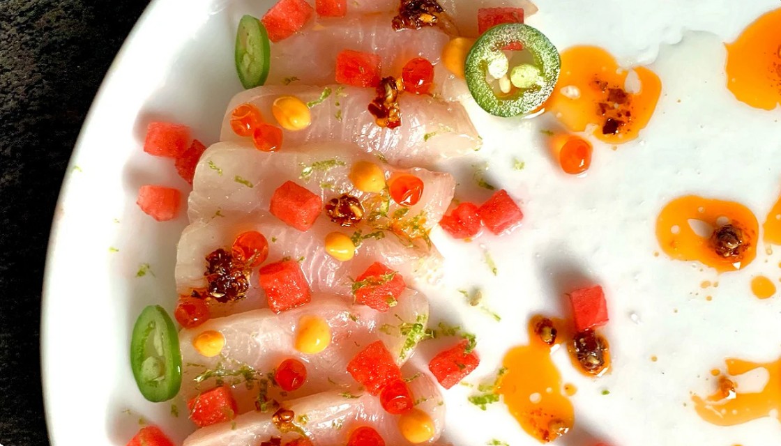 spicy hamachi crudo with watermelon spicy hamachi crudo with watermelon